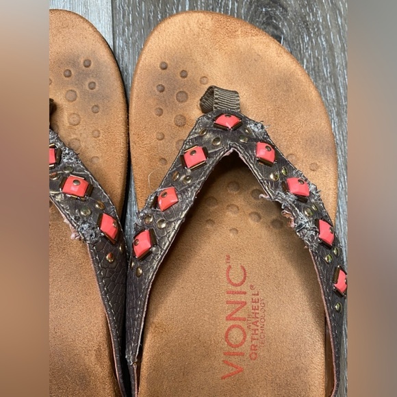Vionic With Orthaheel Technology Flip Flop Sandal Size 6 Wide Floriana - Picture 4 of 16